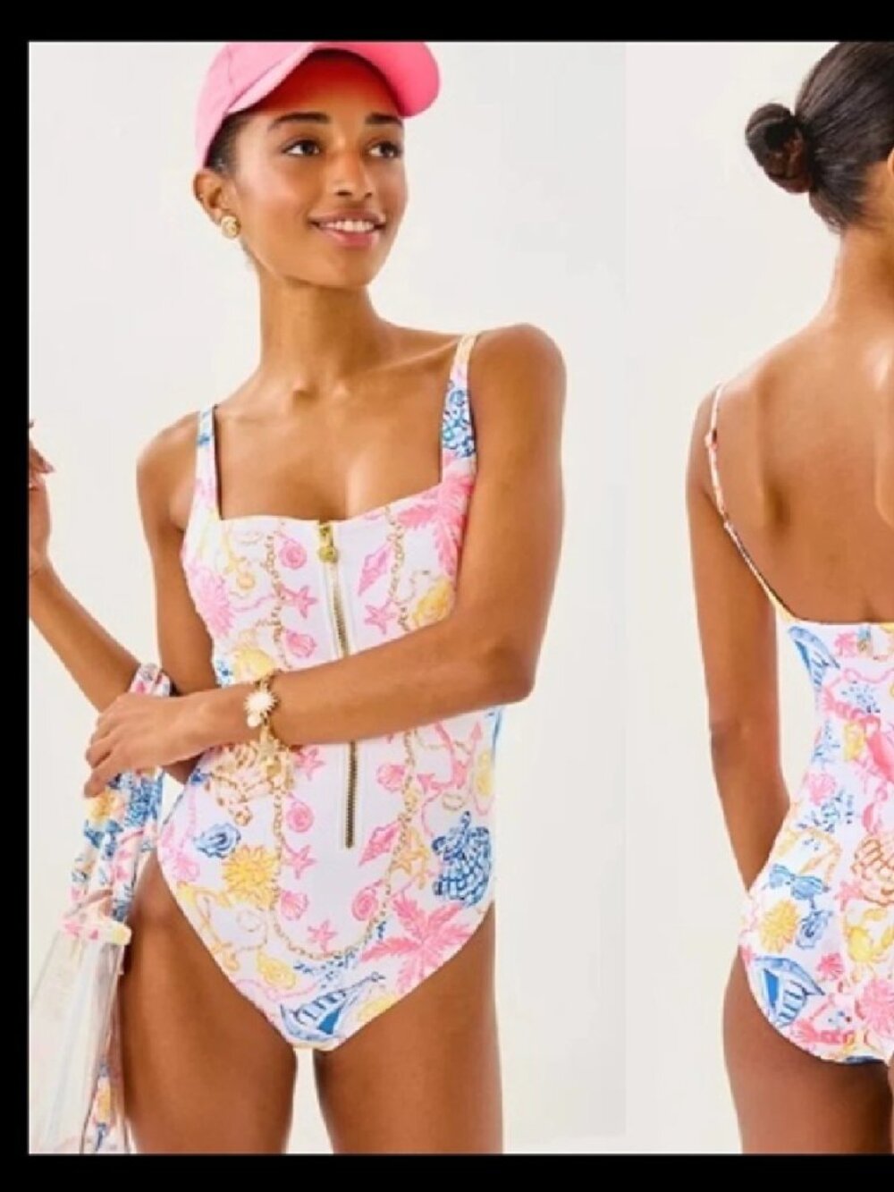 NEW LILLY PULITZER emil one piece swimsuit barefoot beachcomber sz 10